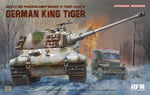 Portada de la caja de la maqueta del tanque alemán King Tiger Ausf B en la Batalla de las Ardenas (version upgrade) en escala 1:35 del fabricante RFM referencia 5138