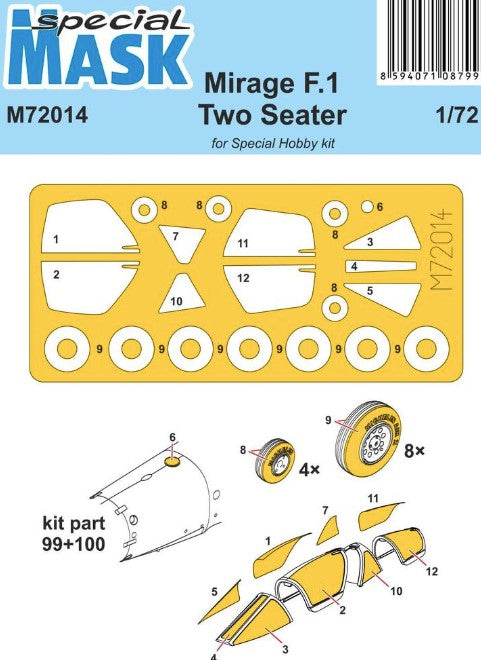SPECIAL MASK (1/72) Mirage F.1 Two Seater (for Special Hobby)