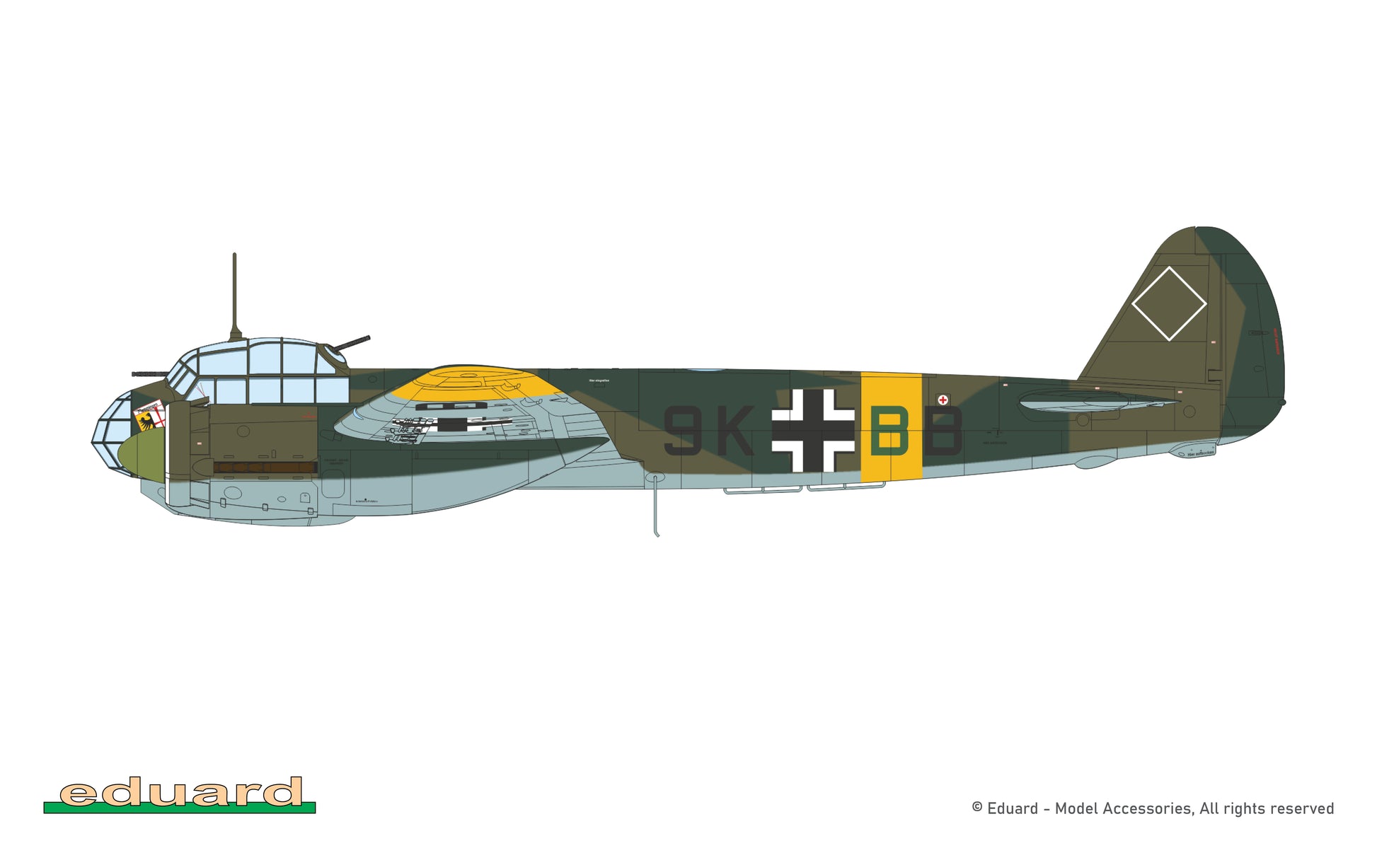 Esquema de pintura 2 de la maqueta del bombardero alemán Ju 88 A-4 en escala 1:48 de Eduard referencia 11194