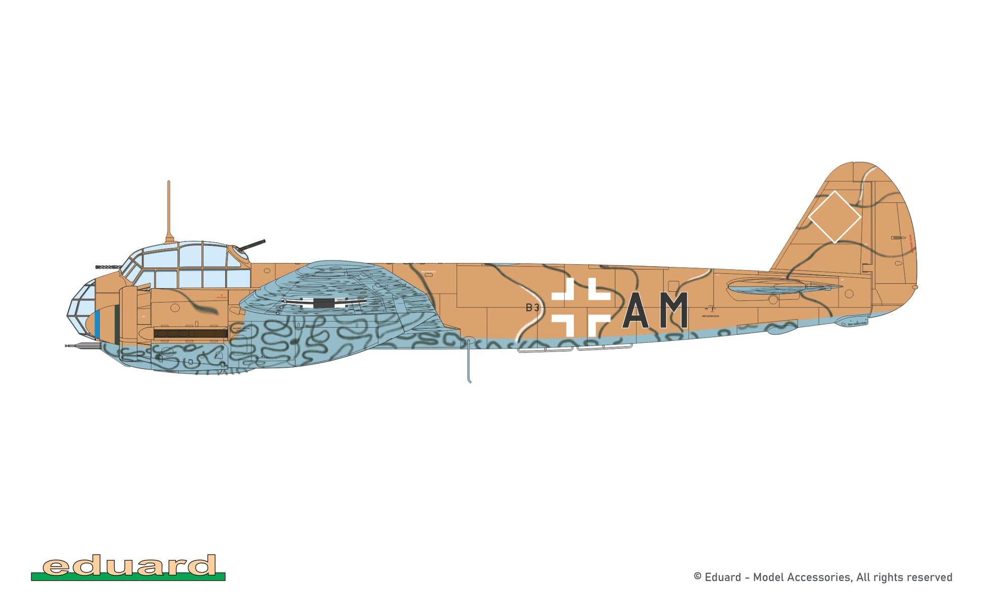 Esquema de pintura 3 de la maqueta del bombardero alemán Ju 88 A-4 en escala 1:48 de Eduard referencia 11194