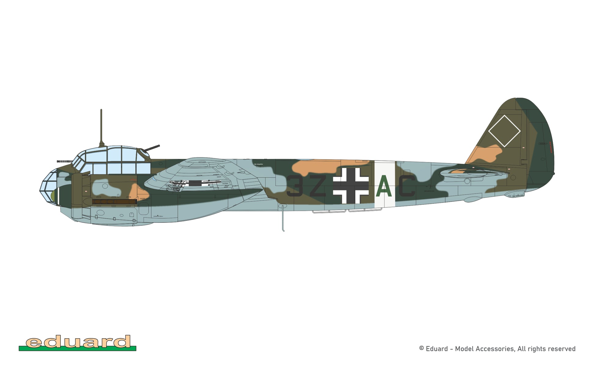 Esquema de pintura 4 de la maqueta del bombardero alemán Ju 88 A-4 en escala 1:48 de Eduard referencia 11194