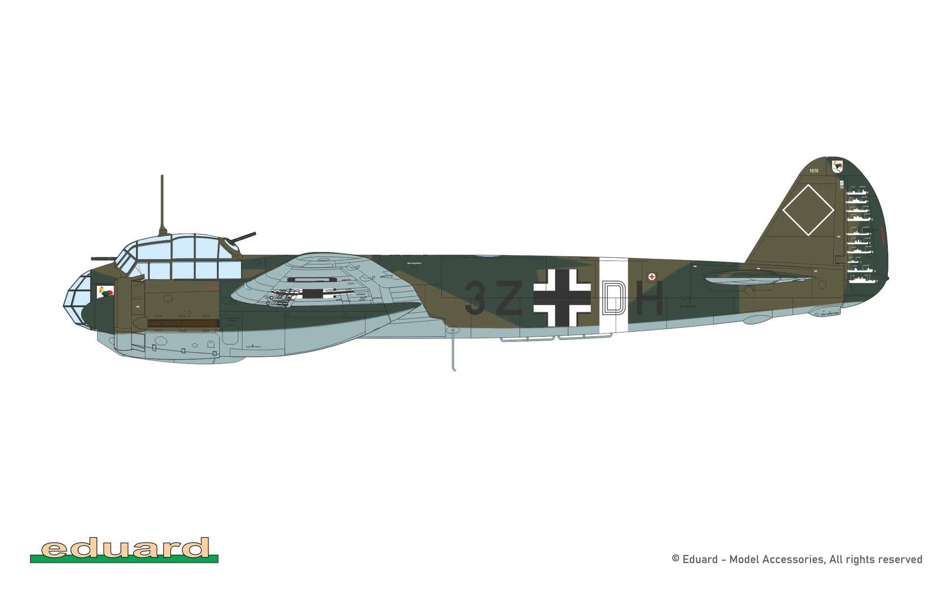 Esquema de pintura 5 de la maqueta del bombardero alemán Ju 88 A-4 en escala 1:48 de Eduard referencia 11194