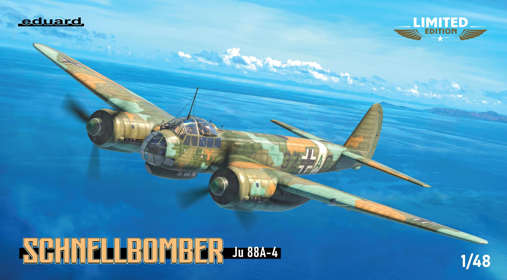 Portada de la caja de la maqueta del bombardero alemán Ju 88 A-4 en escala 1:48 de Eduard referencia 11194
