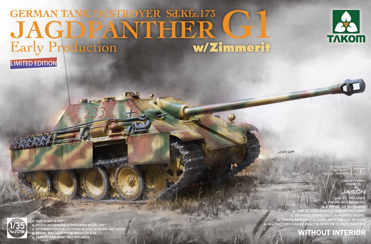 TAKOM (1/35) German Tank Destroyer Sd.Kfz. 173 Jagdpanther G1 Early Production w/Zimmerit - Limited Edition (Without Interior)