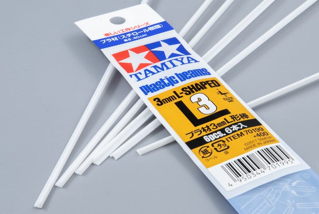TAMIYA Plastic Beams 3mm L-Shaped x 400 mm (6 pcs.)