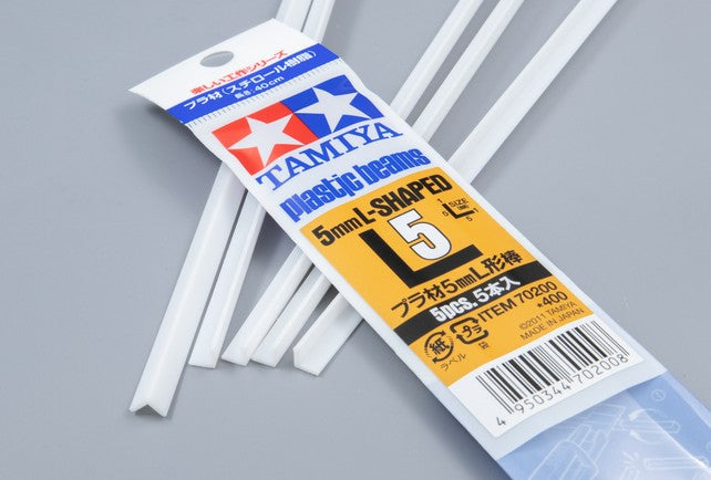 TAMIYA Plastic Beams 5mm L-Shaped x 400 mm (5 pcs.)