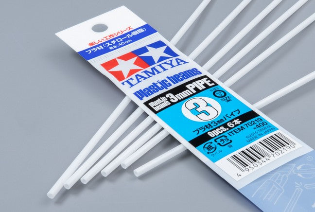 TAMIYA Plastic Beams 3mm Pipe x 400 mm (6 pcs.)