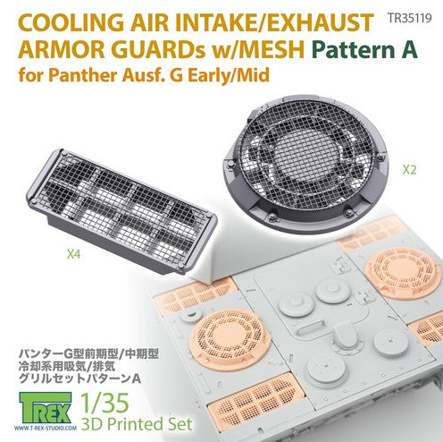 T-REX (1/35) Cooling Air Intake/Exhaust Armor Guards w/Mesh for Panther G Early/Mid Pattern A