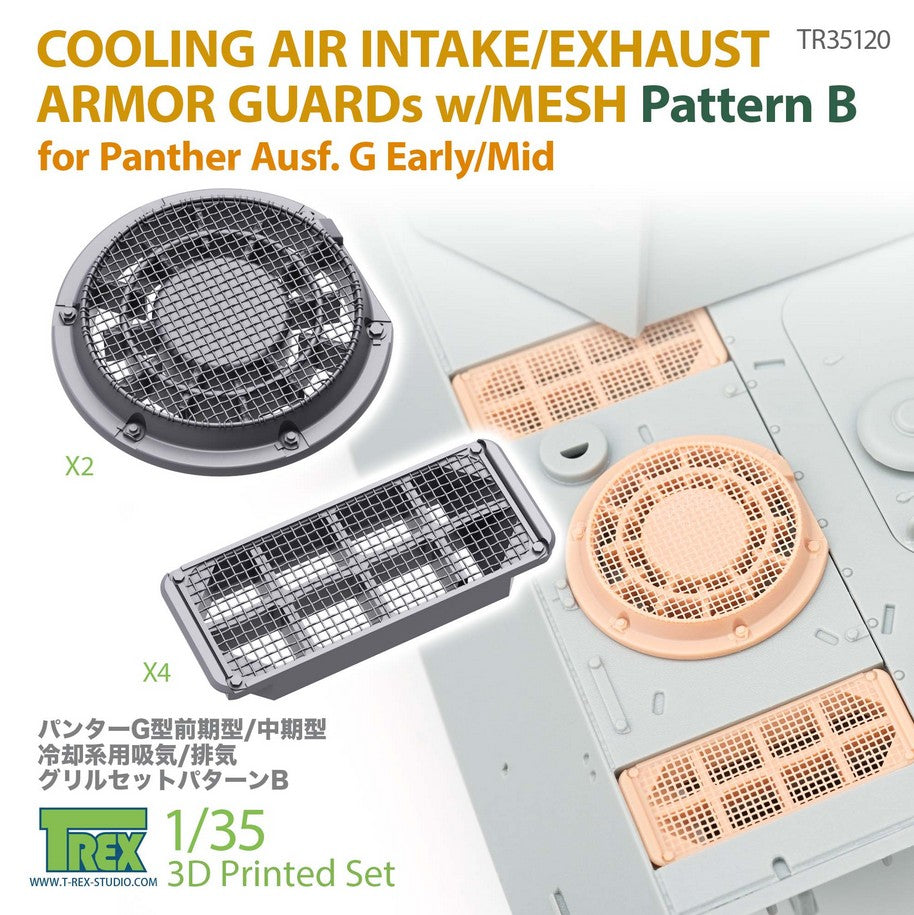 T-REX (1/35) Cooling Air Intake/Exhaust Armor Guards w/Mesh for Panther G Early/Mid Pattern B
