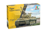 Portada de la caja de la maqueta del tanque alemán Tiger I en su versión con Grúa en escala 1:35 de Italeri con referencia 6764