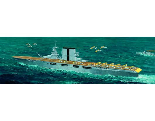 Portada de la caja de la maqueta del portaviones USS Saratoga CV-3 en escala 1:350 de Trumpeter referencia 05607