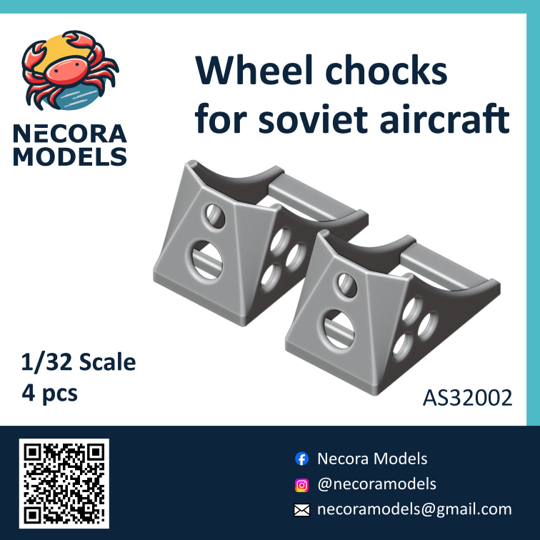 Set de 4 tacos de freno para maquetas de aviones soviéticos en escala 1:32 de Necora Model referencia AS32002