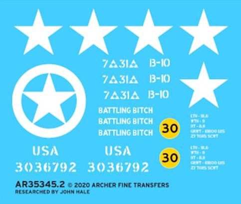 ARCHER (1/35) Embossed decals for M4A3(76) HVSS Sherman