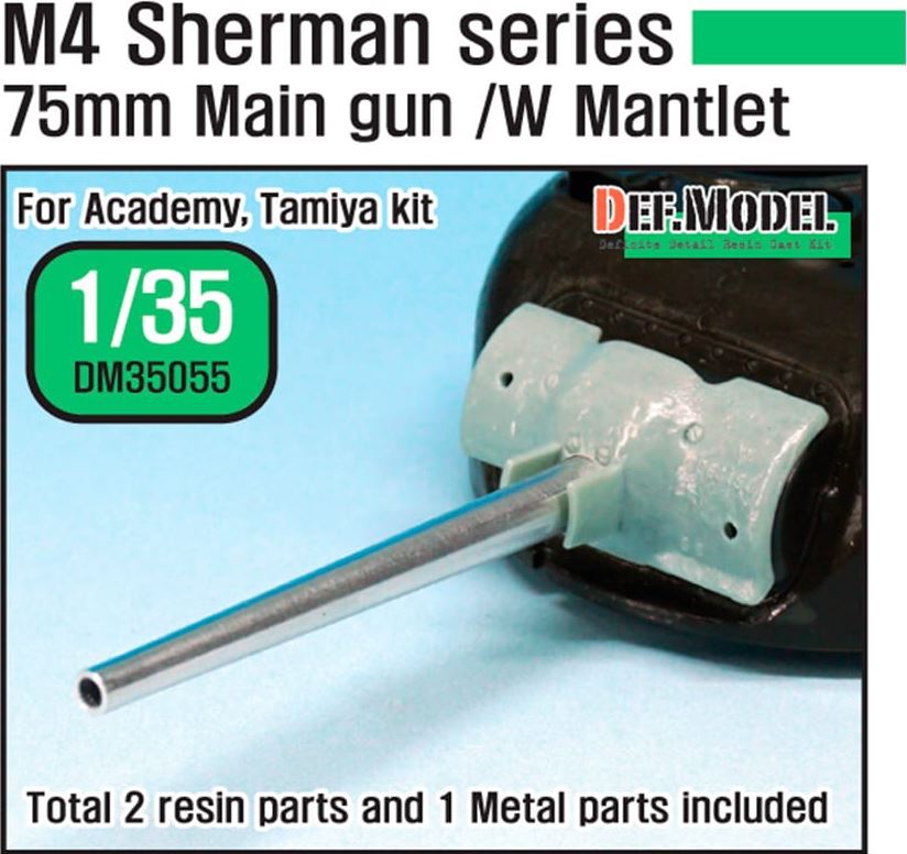 DEF MODEL (1/35) US M4 Sherman 75mm Metal Barrel with Late Mantlet Set (for Academy/Tamiya Kits)
