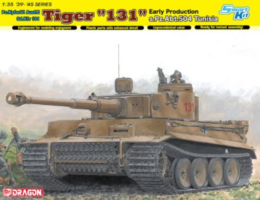 DRAGON Pz.Kpfw. VI Ausf. E Sd.Kfz.181 Tiger "131" Early Production s.Pz.Abt.504 Tunisia (Smart Kit)