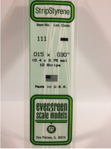 EVERGREEN Tiras de estireno 0,15"x0,3" Blanco