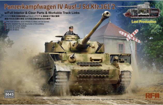 RYE FIELD MODEL Pz.Kpfw.IV Ausf. J Last Production w/Full Interior & Clear Parts & Workable Track Link