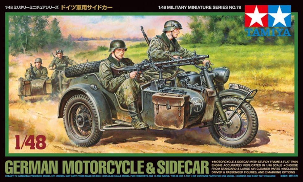 TAMIYA (1/48) German Motorcycle & Sidecar
