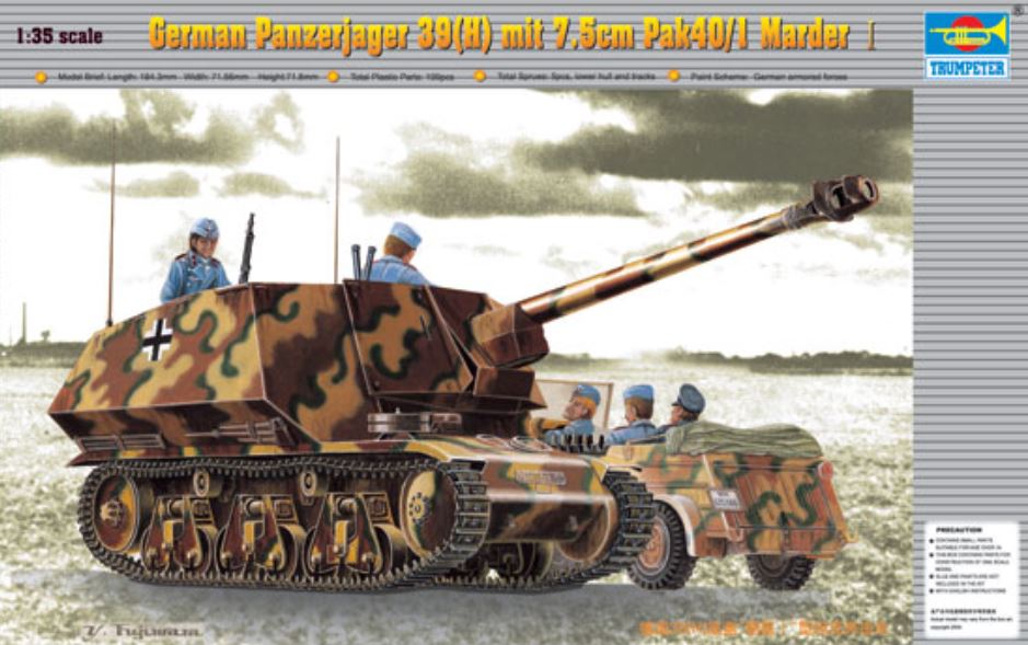 TRUMPETER (1/35) German Panzerjäger 39(H) mit 7.5cm PaK40/1 Marder I