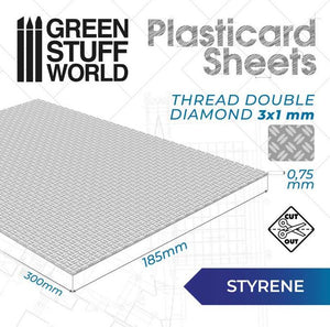 GREEN STUFF WORLD Plancha Plasticard Doble Diamante