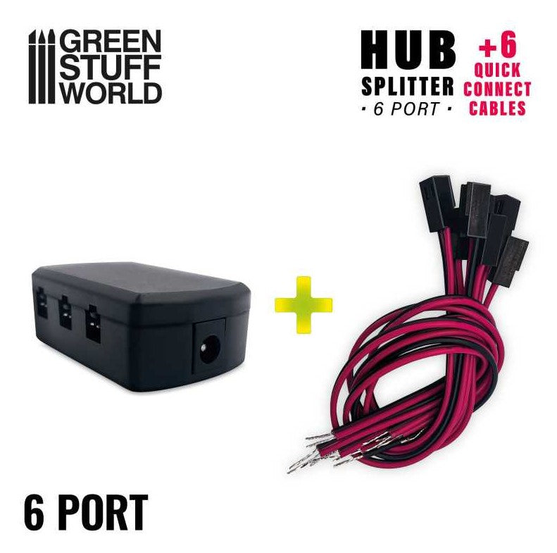 GREEN STUFF Repartidor HUB de 6 puertos + 6 cables de conexión rápida