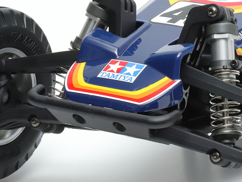 Foto suspensión delantera del coche de radio control Buggy BB-01 en escala 1:10 de Tamiya referencia 58719