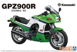 Portada de la caja de la maqueta de la moto Kawasaki GPZ 900R de 1985 en escala 1:12 de Aoshima referencia 06499