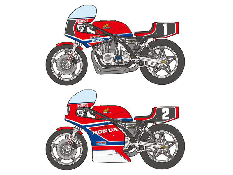 Decoraciones de la maqueta de la moto Honda RS1000 en escala 1:12 de Tamiya referencia 14014