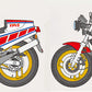 Decoraciones de la maqueta de la moto Yamaha RZV500R en escala 1:12 de Tamiya referencia 14037