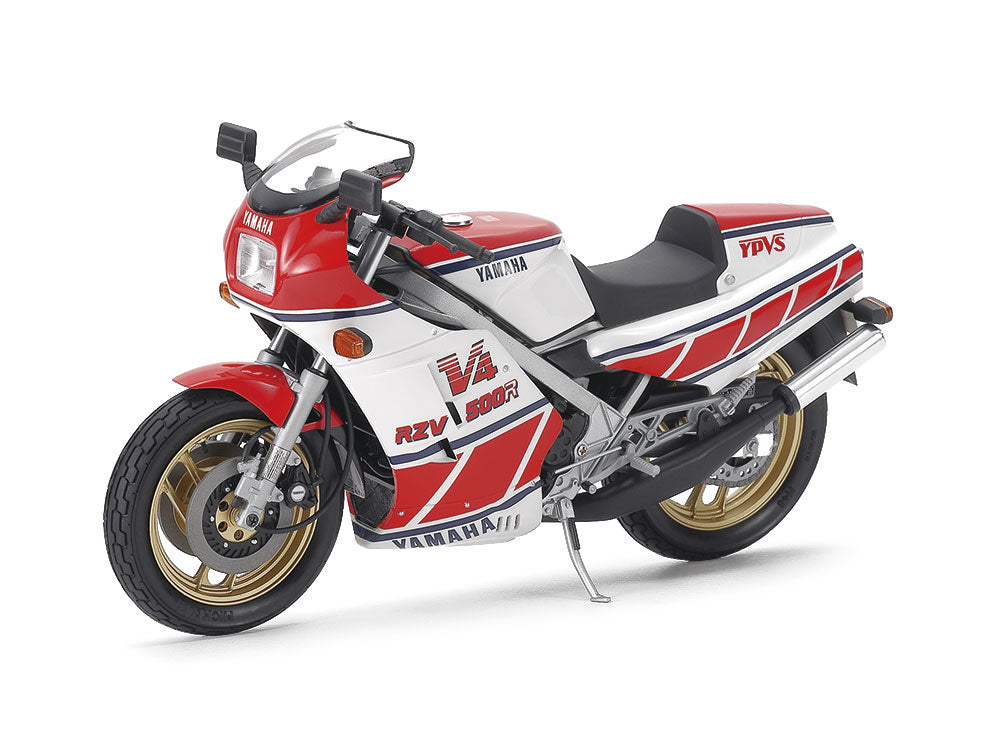 Foto lateral izquierda de la maqueta de la moto Yamaha RZV500R en escala 1:12 de Tamiya referencia 14037