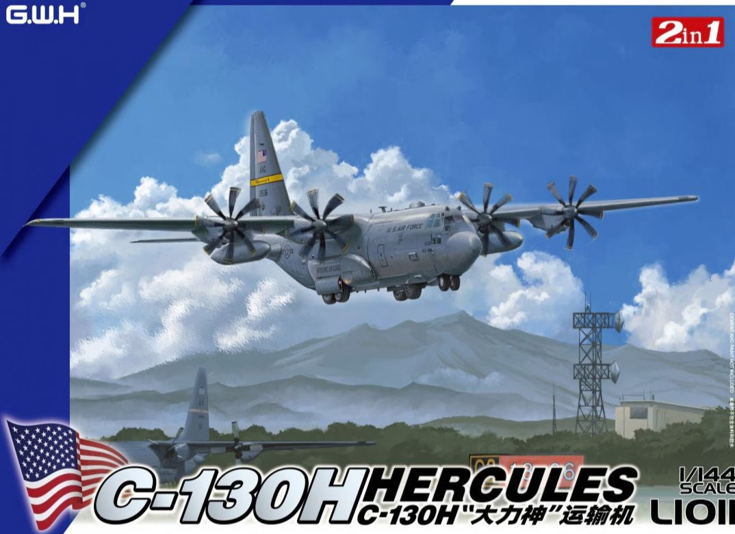 Portada de la maqueta del avión de transporte C-130H Hércules en escala 1:144 de Great Wall Hobby referencia L1011