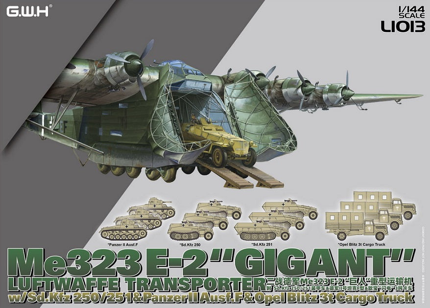 Portada de la maqueta del avión de transporte alemán Messerschmitt Me323 Gigant en escala 1:144 de Great Wall Hobby referencia L1013