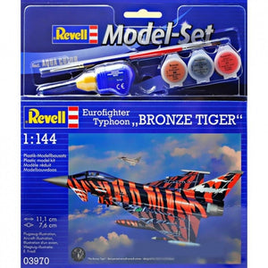 Model set de caza Eurofighter Typhoon en escala 1:144 con pinturas, pincel y pegamento de Revell referencia 63970