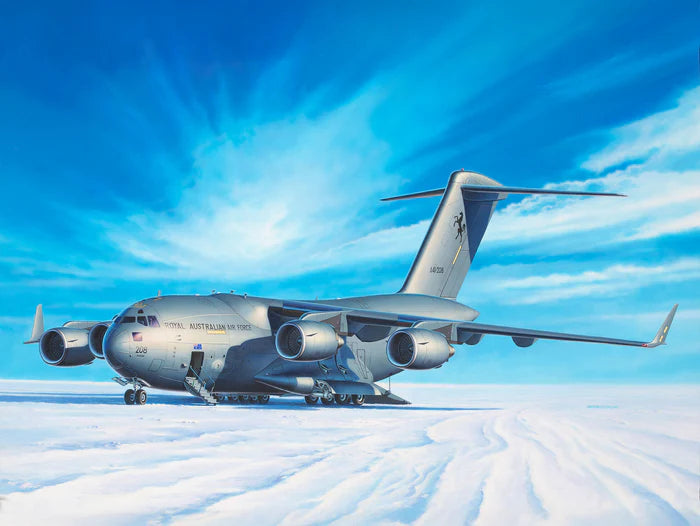 Foto de la portada de la maqueta del avión C-17A Globemaster III en escala 1:144 de Revell referencia 03747