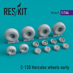 Set de ruedas en versión inicial para avión de transporte C-130 Hércules en escala 1:144 de Reskit referencia RS144-0008