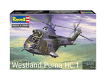 Foto de la portada de la caja de la maqueta del helicóptero Westland Puma HC.1 en escala 1:144 de Revell referencia 03746