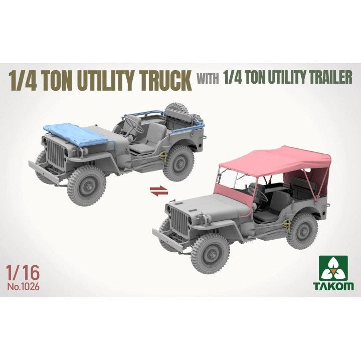 Configuraciones 2 de la maqueta del Jeep Willys con trailer en escala 1:16 de Takom referencia 1026