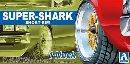 Set de llantas de 14 pulgadas para coches escala 1:24 modelo Super-Shark Short-Rim de Aoshima referencia 05548