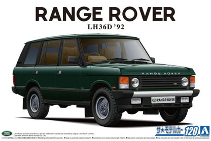 Portada de la caja de la maqueta del Range Rover del año 1992 en escala 1:24 de Aoshima referencia 05796
