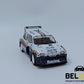 Foto frontal de la maqueta del coche de rally MG Metro 6R4 que corrió en el Rally de Lombard en 1986 por Jimmy McRae en escala 1:24 de Belkits referencia Bel 016