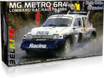 Portada de la caja de la maqueta del coche de rally MG Metro 6R4 que corrió en el Rally de Lombard en 1986 por Jimmy McRae en escala 1:24 de Belkits referencia Bel 016