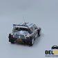 Foto trasera de la maqueta del coche de rally MG Metro 6R4 que corrió en el Rally de Lombard en 1986 por Jimmy McRae en escala 1:24 de Belkits referencia Bel 016