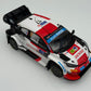 Foto aérea de la maqueta del coche de rallys Toyota Yaris que ganó el Rally de Guanajauto de 2023 en escala 1:24 de Belkits referencia 026