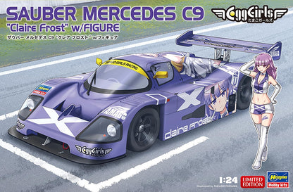 Portada de la caja de la maqueta del Sauber Mercedes C9 del equipo Calire Frost con Egg Gril en escala 1:24 de Hasegawa referencia 52742