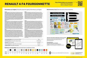 Contraportada de la caja de la maqueta de la furgoneta Renault 4 F4 en escala 1:24 de Heller referencia 82700