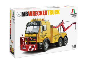 Portada de la caja de la maqueta del camión grúa remolque Mercedes Benz Wrecker en escala 1:24 de Italeri referencia 3808