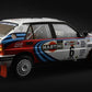 Foto trasera de la maqueta del coche de rally Lancia Delta HF Integrale 16v que corrió el rally Safaria de 1991 en escala 1:12 de Italeri referencia 4720 
