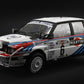 Foto frontal de la maqueta del coche de rally Lancia Delta HF Integrale 16v que corrió el rally Safaria de 1991 en escala 1:12 de Italeri referencia 4720 