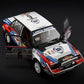 Foto con puertas abiertas de la maqueta del coche de rally Lancia Delta HF Integrale 16v que corrió el rally Safaria de 1991 en escala 1:12 de Italeri referencia 4720 