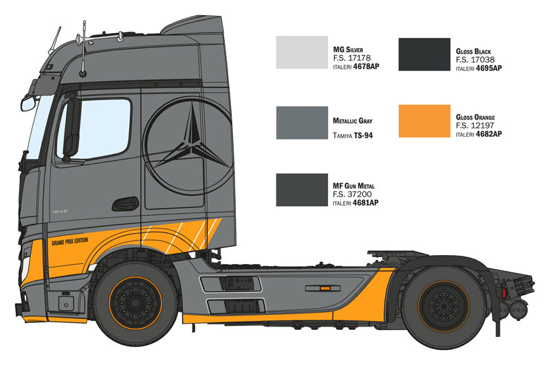 Decoración de la maqueta del camión Mercedes Benz Actros MP4 en escala 1:24 de Italeri referencia 3968